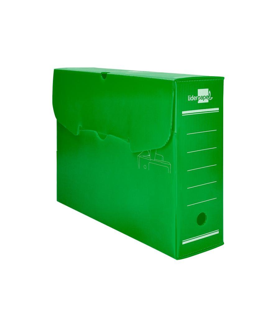 Caja archivo definitivo plástico liderpapel verde 360x260x100 mm