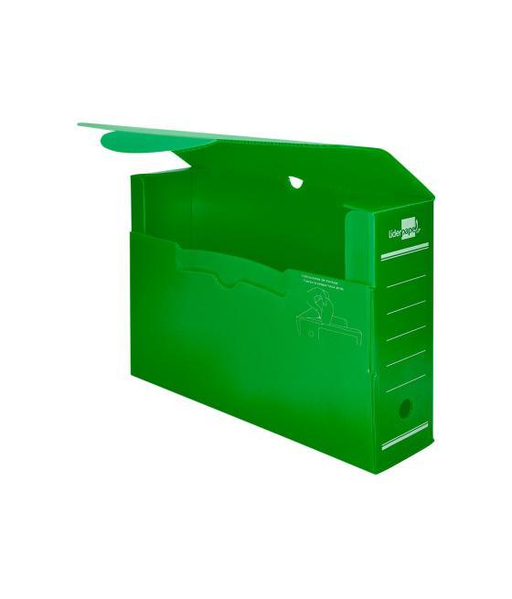 Caja archivo definitivo plástico liderpapel verde 360x260x100 mm