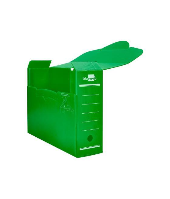 Caja archivo definitivo plástico liderpapel verde 360x260x100 mm