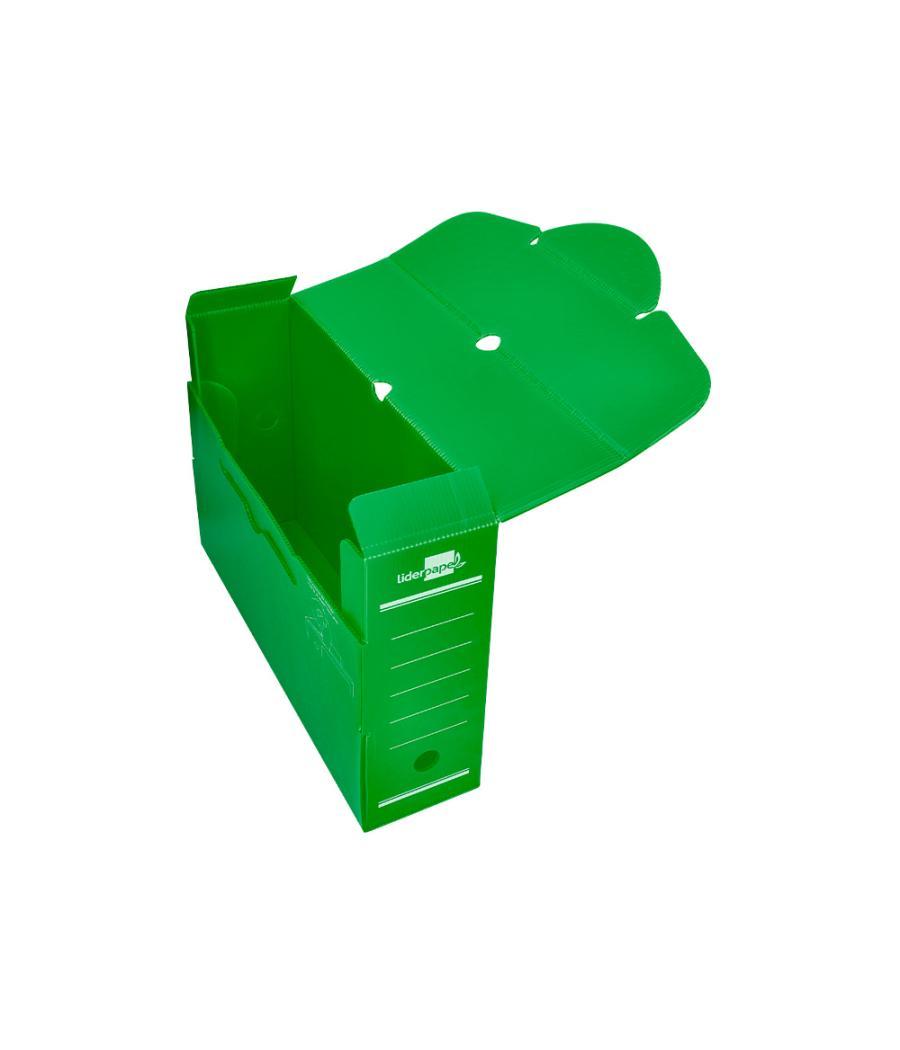 Caja archivo definitivo plástico liderpapel verde 360x260x100 mm