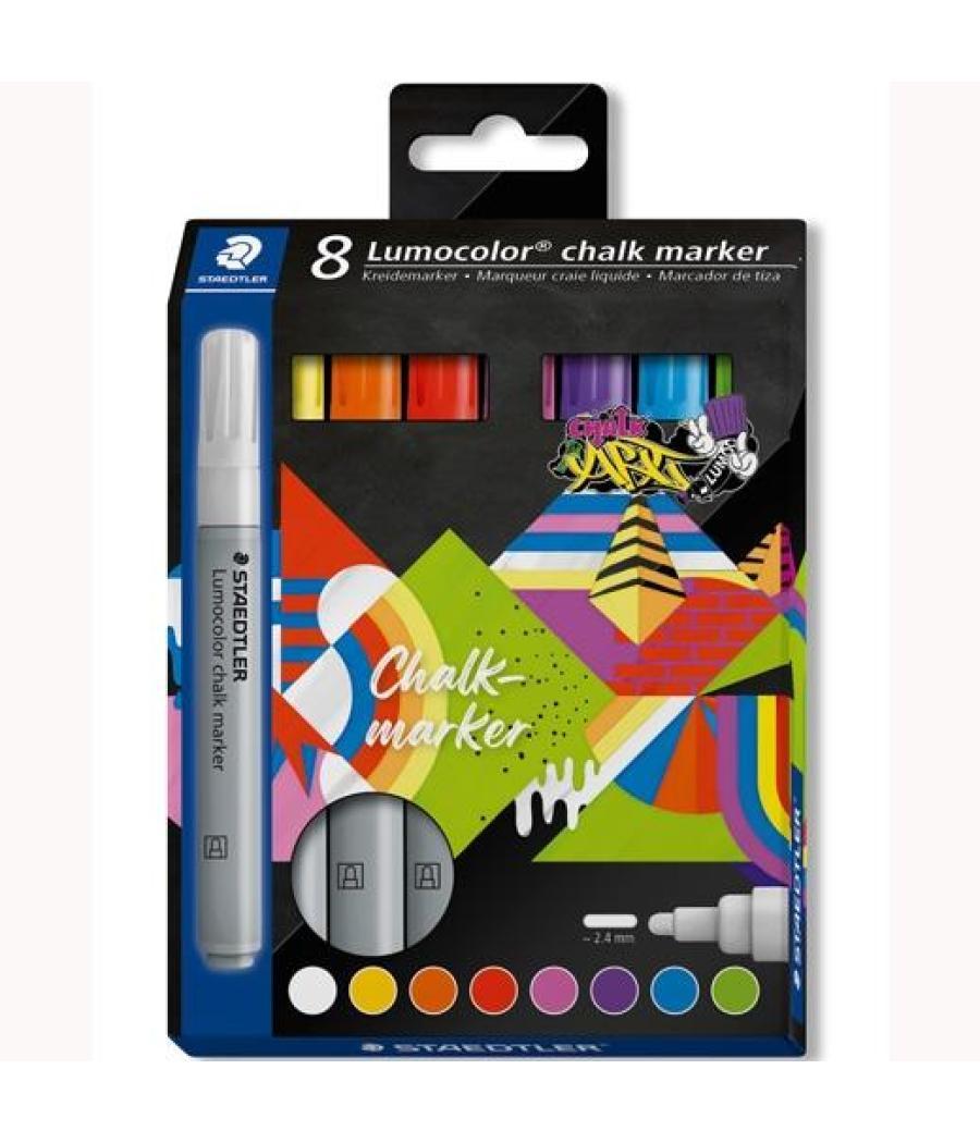 Staedtler estuche 8 marcadores lumocolor 344 tiza líquida c/surtidos