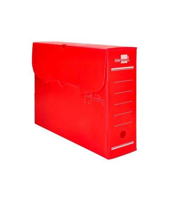 Caja archivo definitivo plástico liderpapel rojo 360x260x100 mm