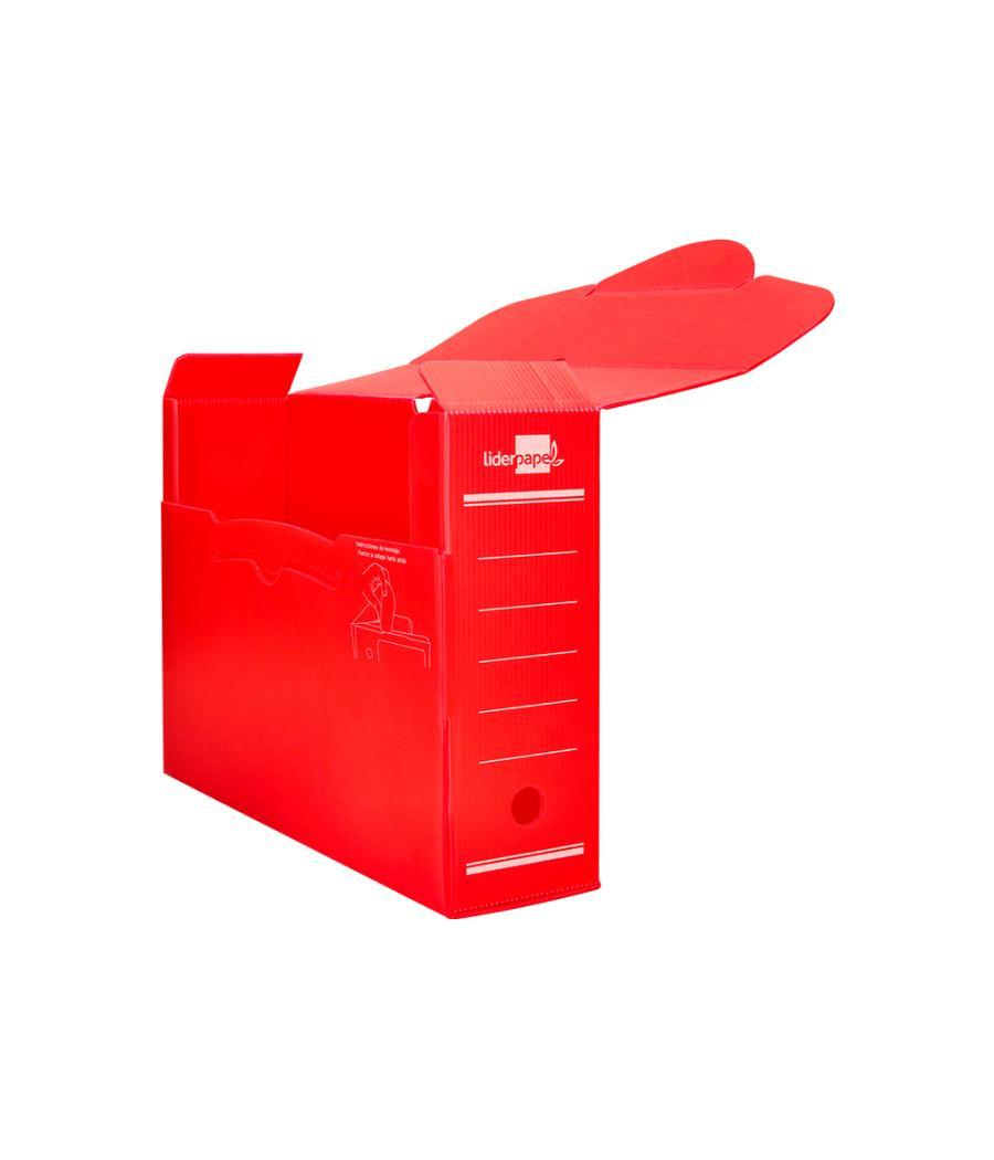 Caja archivo definitivo plástico liderpapel rojo 360x260x100 mm