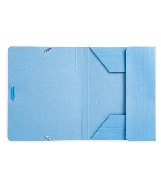 Carpeta liderpapel gomas cuarto 3 solapas cartón pintado azul