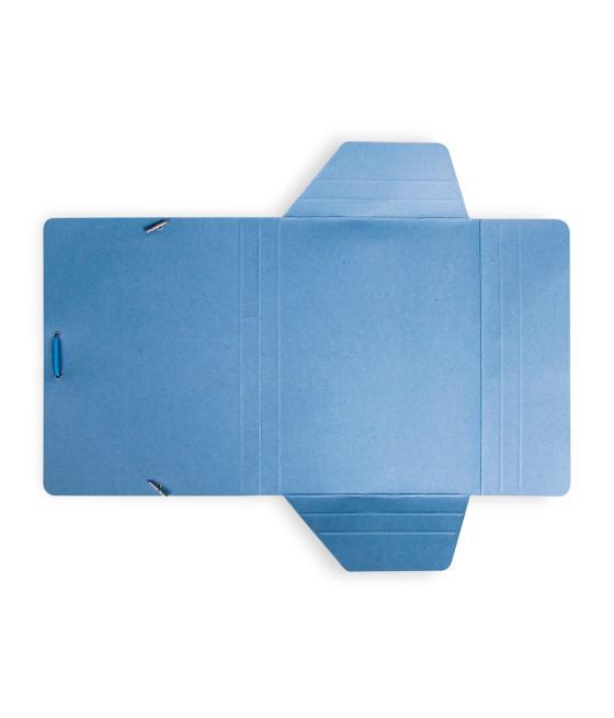 Carpeta liderpapel gomas cuarto 3 solapas cartón pintado azul