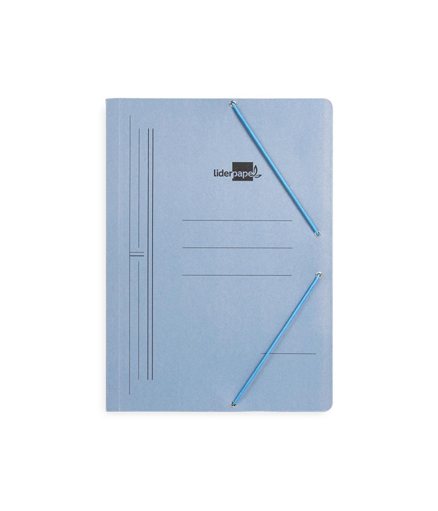 Carpeta liderpapel gomas folio sencilla cartón pintado azul