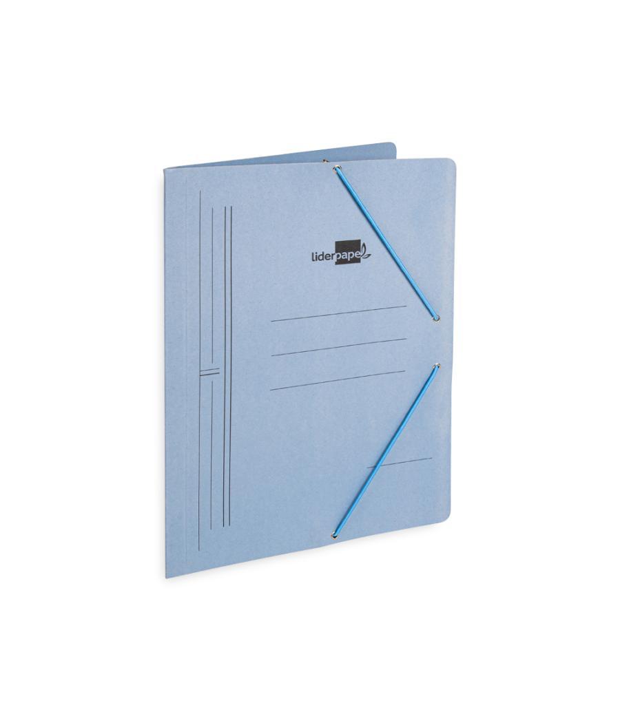 Carpeta liderpapel gomas folio sencilla cartón pintado azul