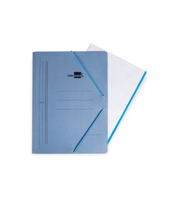 Carpeta liderpapel gomas folio sencilla cartón pintado azul