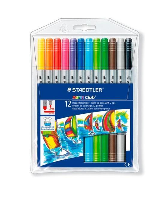 Staedtler rotuladores doble punta 1 / 3 mm colores caja de 12