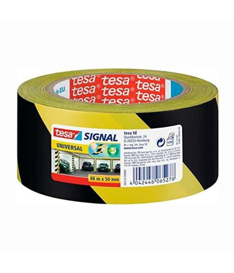 Tesa cinta de señalización temporal pp adhesiva 66m x 50mm amarillo/negro