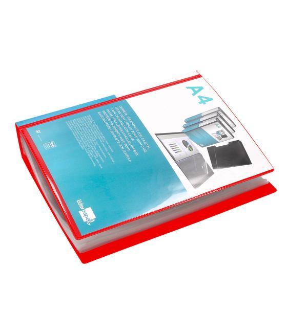 Carpeta liderpapel personaliza 100 fundas polipropilenodin a4 rojo translucido con cajetin