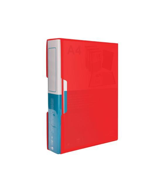 Carpeta liderpapel personaliza 100 fundas polipropilenodin a4 rojo translucido con cajetin