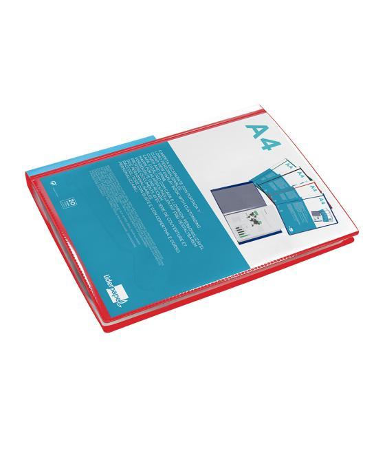 Carpeta liderpapel personaliza 20 fundas canguro polipropileno din a4 rojo translucido portada y lomo