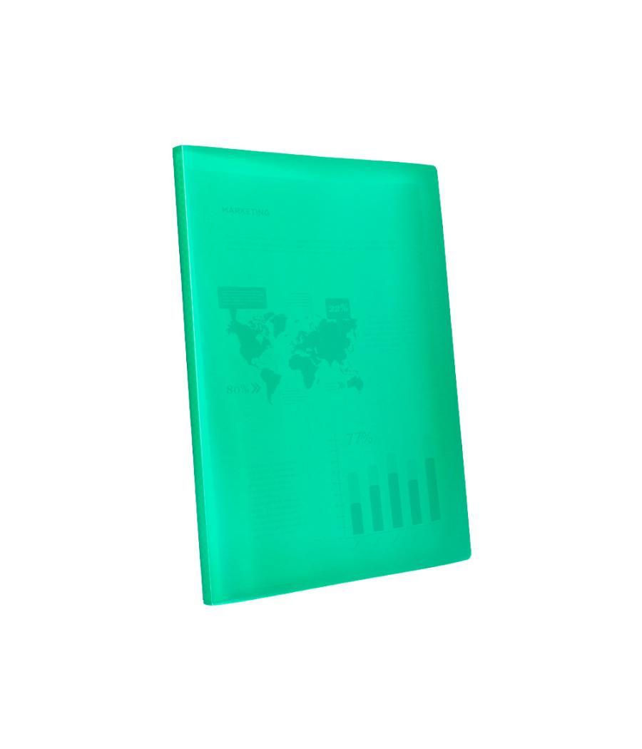 Carpeta liderpapel escaparate 60 fundas polipropileno din a4 verde translucido