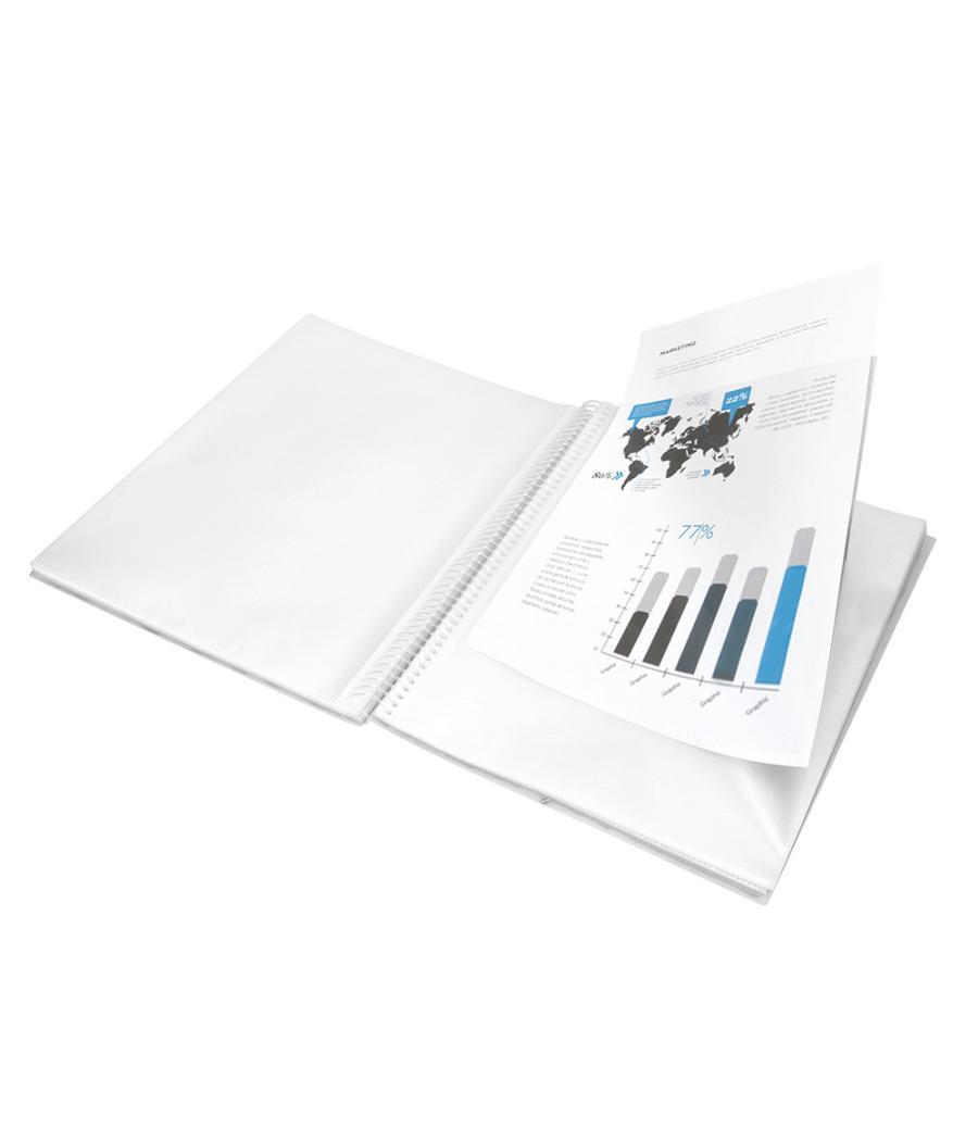 Carpeta liderpapel escaparate con espiral 80 fundas polipropileno din a4 transparente