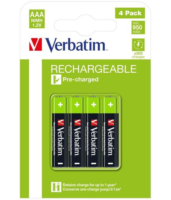 Verbatim pilas alcalinas recargables aaa - hr03 - (pack 4 uds) (sustituye 49942)