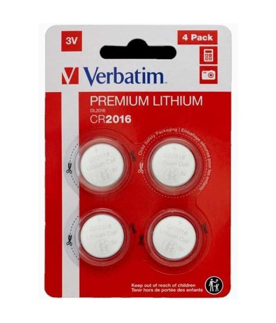 Verbatim pilas planas de litio 3v - cr2016 (4 pack)