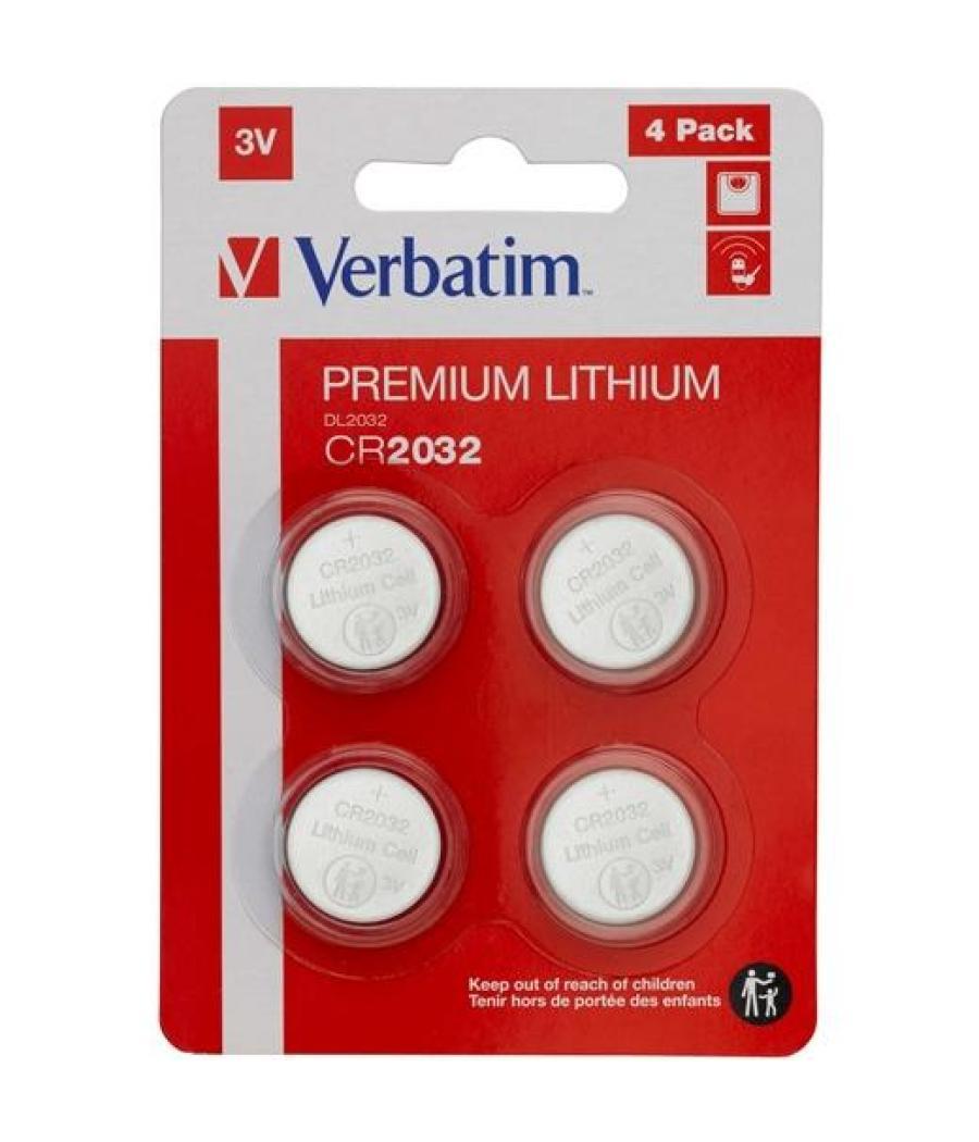 Verbatim pilas planas litio cr2032 (pack 4 uds)