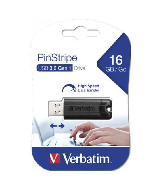Verbatim pendrive pinstripe 16gb high speed retráctil usb 3.2 negro