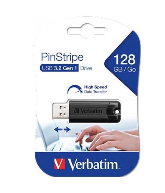 Verbatim pendrive pinstripe 128gb high speed retráctil usb 3.2 negro