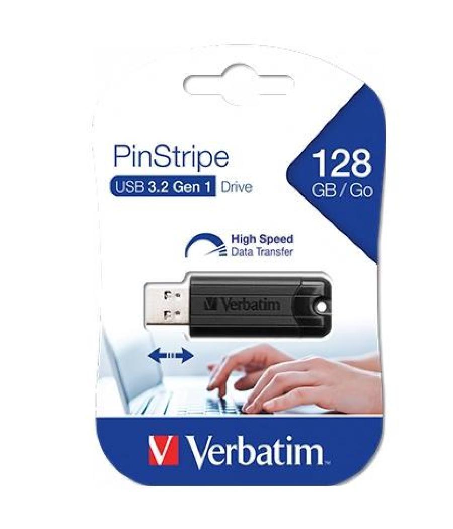 Verbatim pendrive pinstripe 128gb high speed retráctil usb 3.2 negro