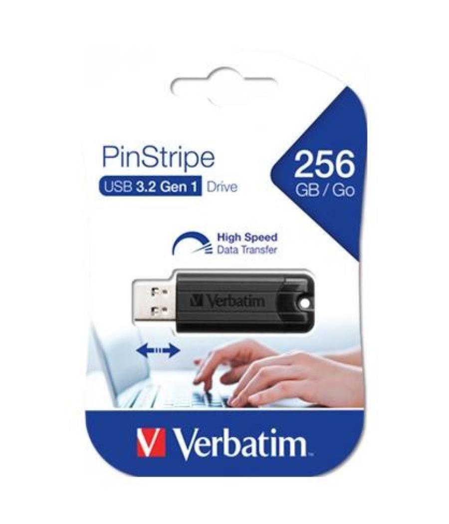 Verbatim pendrive pinstripe 256gb hi-speed retráctil usb 2.0 negro
