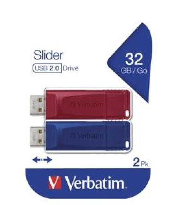 Verbatim pendrive slider 32gb usb 2.0 -multipack 2u-
