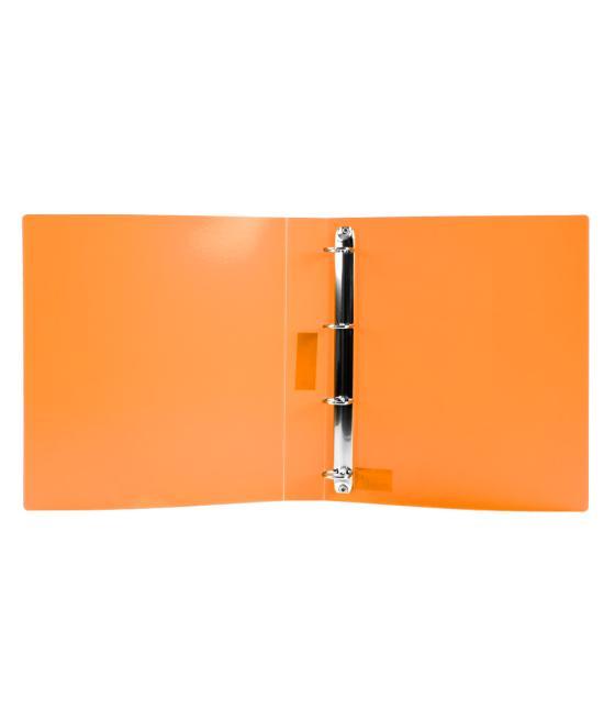 Carpeta liderpapel 4 anillas 25 mm mixtas polipropileno din a4 naranja flúor opaco