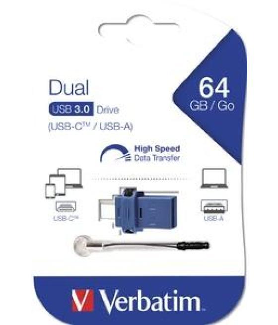 Verbatim pendrive dual store ´n´ go 64gb usb 3.2/usb-c negro