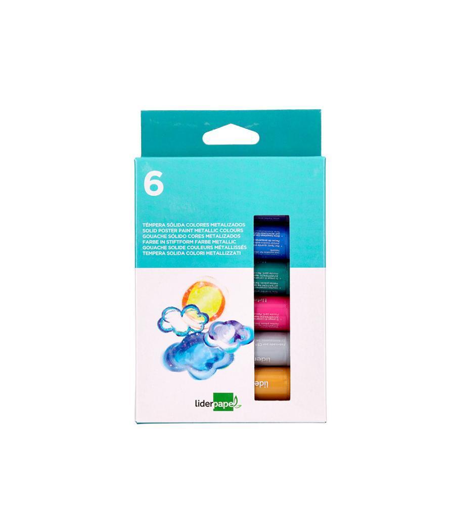 Tempera solida en barra liderpapel escolar 10 gr caja de 6 colores surtidos
