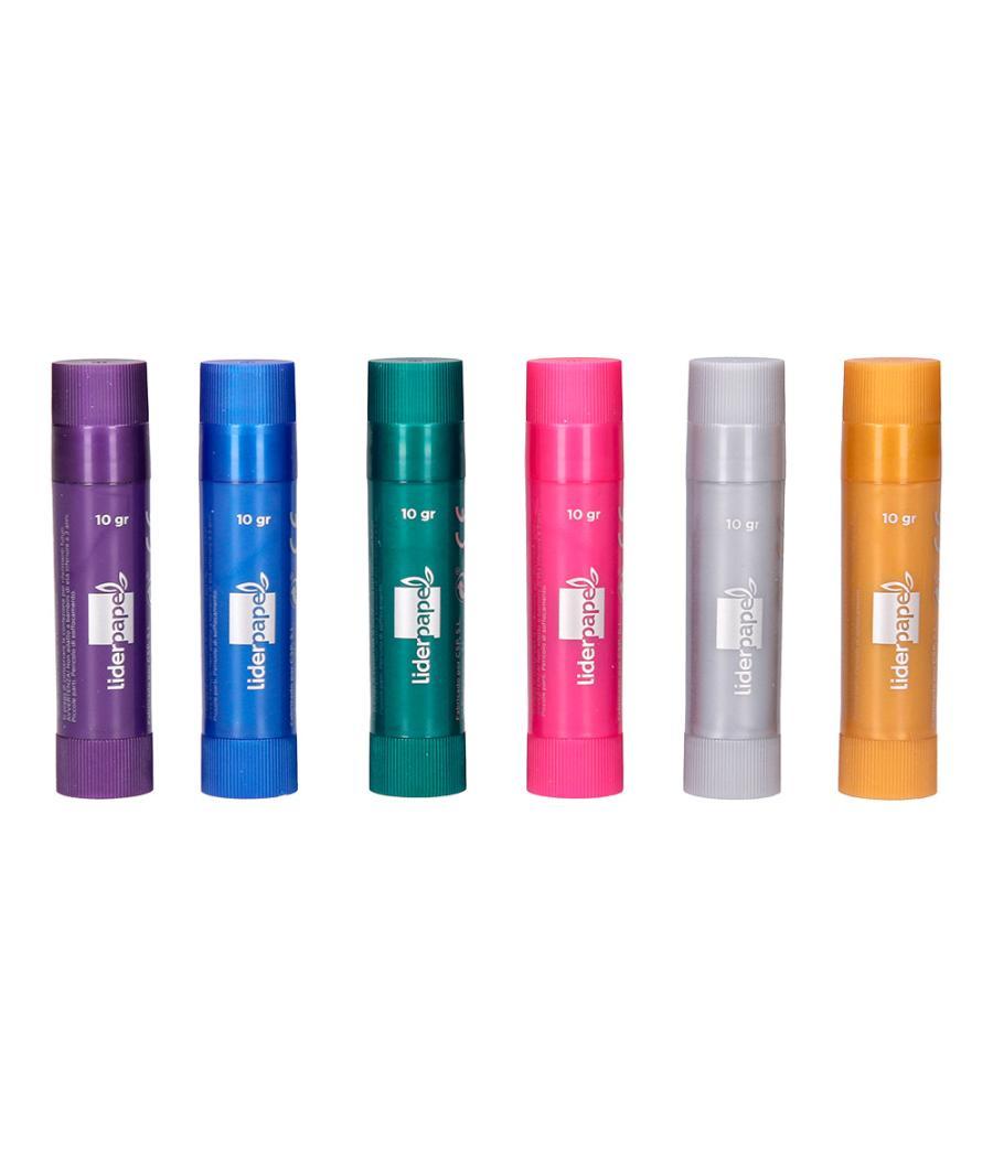 Tempera solida en barra liderpapel escolar 10 gr caja de 6 colores surtidos