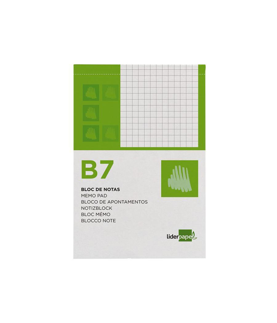 Bloc notas liderpapel cuadro 4mm b7 80 hojas 60g/m2 perforado