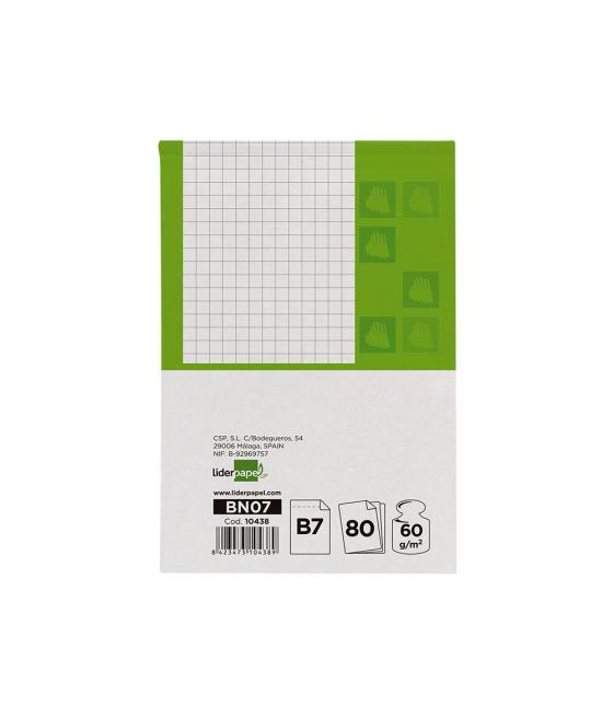 Bloc notas liderpapel cuadro 4mm b7 80 hojas 60g/m2 perforado