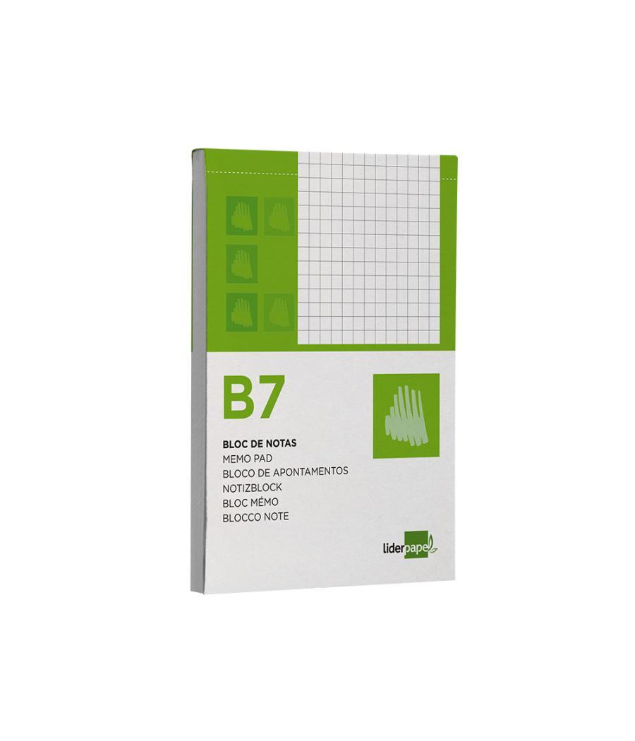 Bloc notas liderpapel cuadro 4mm b7 80 hojas 60g/m2 perforado