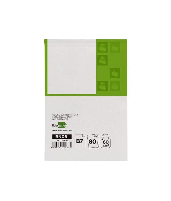 Bloc notas liderpapel liso b7 80 hojas 60g/m2 perforado