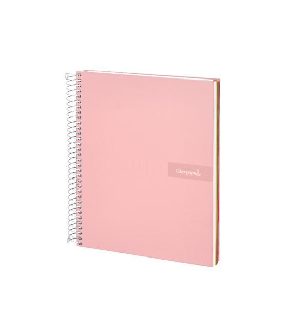 Cuaderno espiral liderpapel a4 micro crafty tapa forrada 120h 90 gr cuadro 5 mm 5 bandas 4 colores color rosa