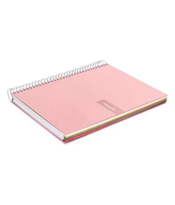 Cuaderno espiral liderpapel a4 micro crafty tapa forrada 120h 90 gr cuadro 5 mm 5 bandas 4 colores color rosa