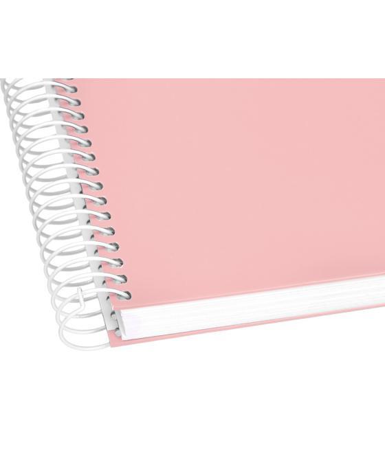 Cuaderno espiral liderpapel a4 micro crafty tapa forrada 120h 90 gr cuadro 5 mm 5 bandas 4 colores color rosa