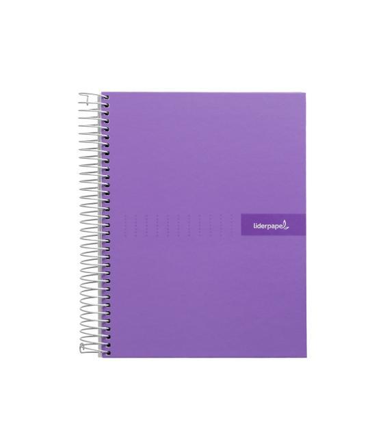 Cuaderno espiral liderpapel a4 micro crafty tapa forrada 120h 90gr cuadro 5mm 5 bandas 4 taladros color violeta