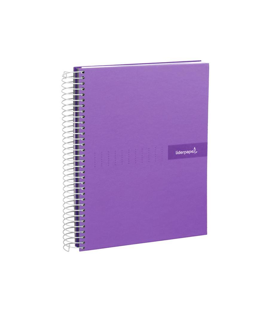 Cuaderno espiral liderpapel a4 micro crafty tapa forrada 120h 90gr cuadro 5mm 5 bandas 4 taladros color violeta