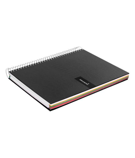 Cuaderno espiral liderpapel a4 micro crafty tapa forrada 120h 90 gr cuadro 5 mm 5 bandas 4 colores color negro