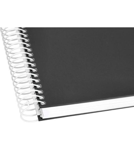 Cuaderno espiral liderpapel a4 micro crafty tapa forrada 120h 90 gr cuadro 5 mm 5 bandas 4 colores color negro