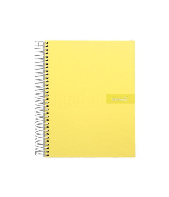 Cuaderno espiral liderpapel a4 micro crafty tapa forrada 120h 90gr cuadro 5mm 5 bandas 4 taladros color amarillo