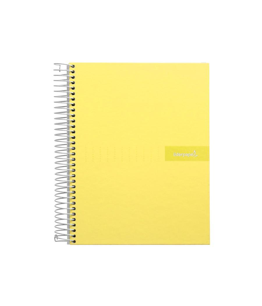 Cuaderno espiral liderpapel a4 micro crafty tapa forrada 120h 90gr cuadro 5mm 5 bandas 4 taladros color amarillo