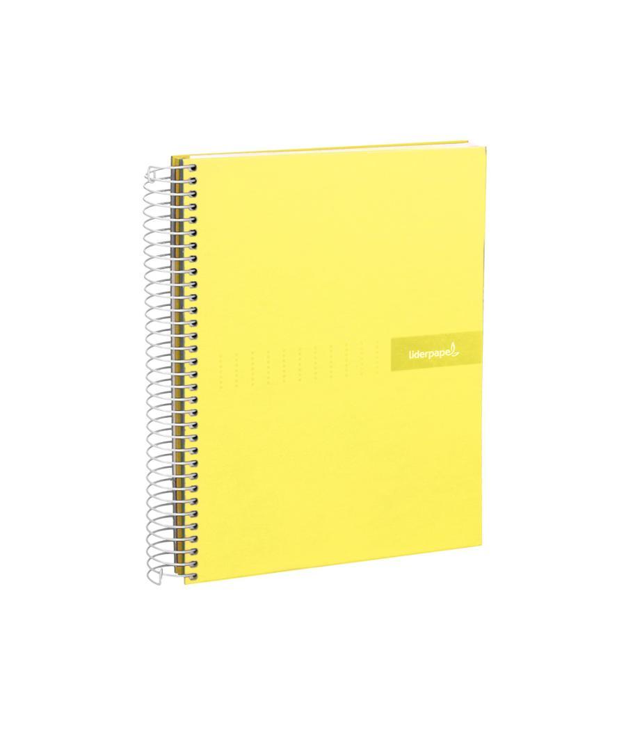 Cuaderno espiral liderpapel a4 micro crafty tapa forrada 120h 90gr cuadro 5mm 5 bandas 4 taladros color amarillo