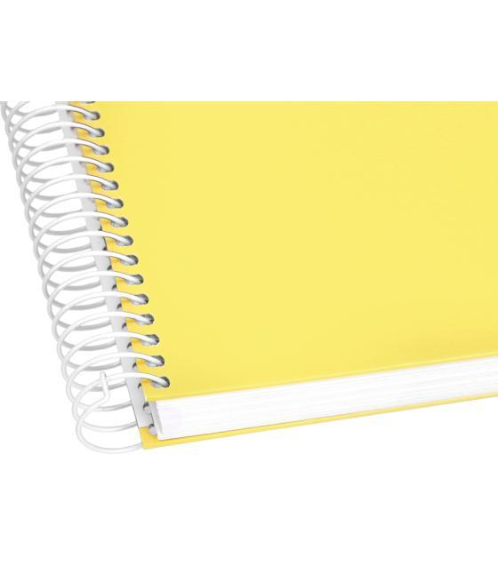 Cuaderno espiral liderpapel a4 micro crafty tapa forrada 120h 90gr cuadro 5mm 5 bandas 4 taladros color amarillo