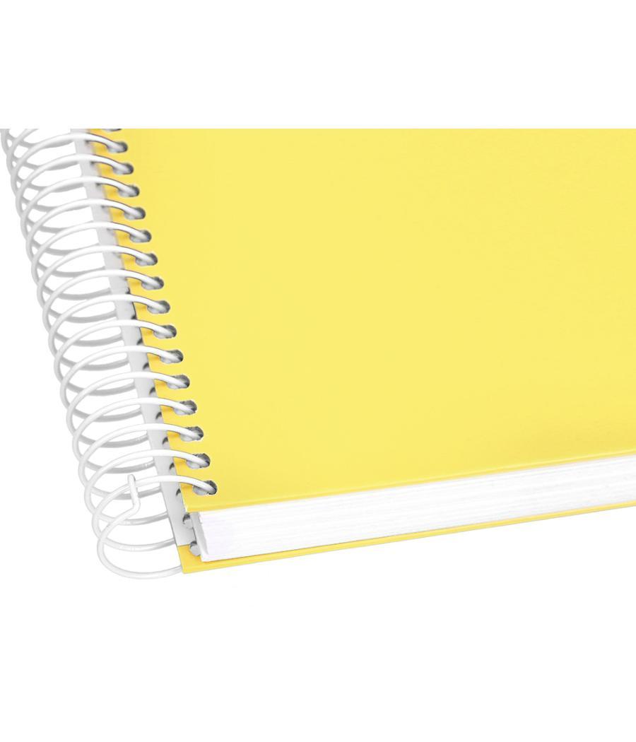 Cuaderno espiral liderpapel a4 micro crafty tapa forrada 120h 90gr cuadro 5mm 5 bandas 4 taladros color amarillo