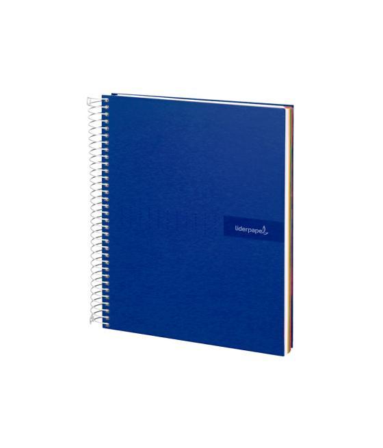 Cuaderno espiral liderpapel a4 micro crafty tapa forrada 120h 90 gr cuadro 5 mm 5 bandas 4 colores color azul