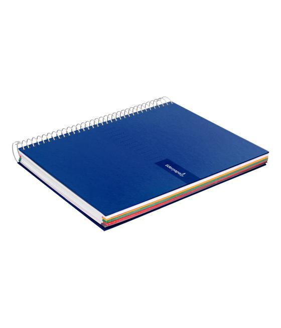 Cuaderno espiral liderpapel a4 micro crafty tapa forrada 120h 90 gr cuadro 5 mm 5 bandas 4 colores color azul