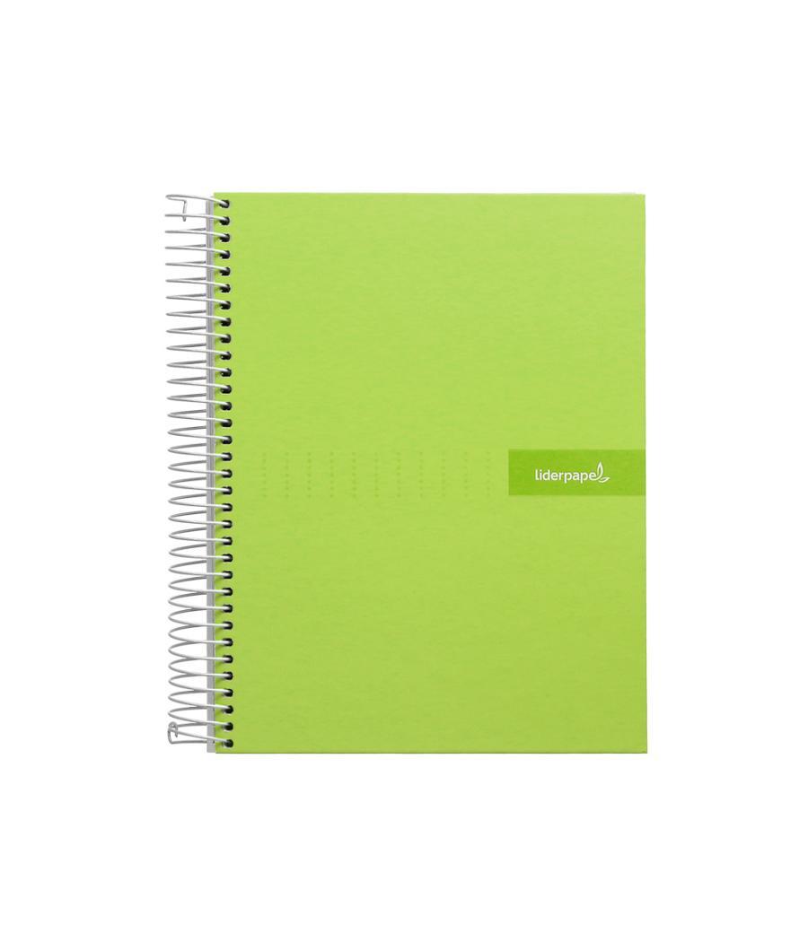 Cuaderno espiral liderpapel a4 micro crafty tapa forrada 120h 90 gr cuadro 5 mm 5 bandas 4 colores color verde